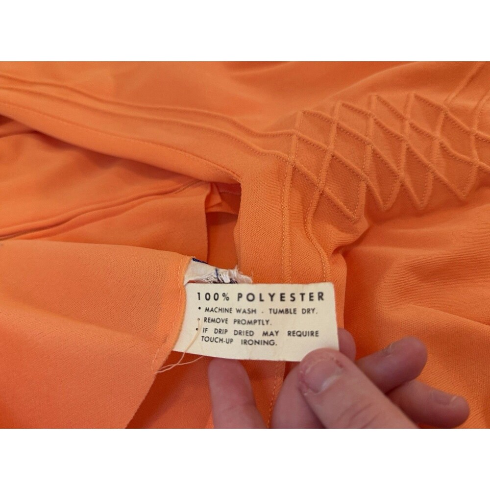 Vintage Lady Laura Toni Todd Neon Orange 70s Maxi Dress L/S - Picture 5 of 16